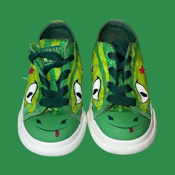 Baby Infant Green Canvas Converse One Star Snake Sneakers Size 6C - Picture 2 of 7